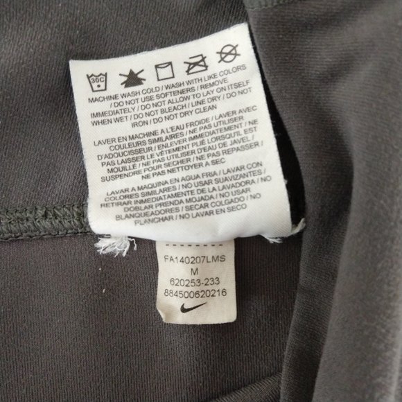 Nike Dri-Fit Womens Running Capri Leggings Back Pocket Mesh Inset Gray/Neon Sz M - Picture 7 of 8